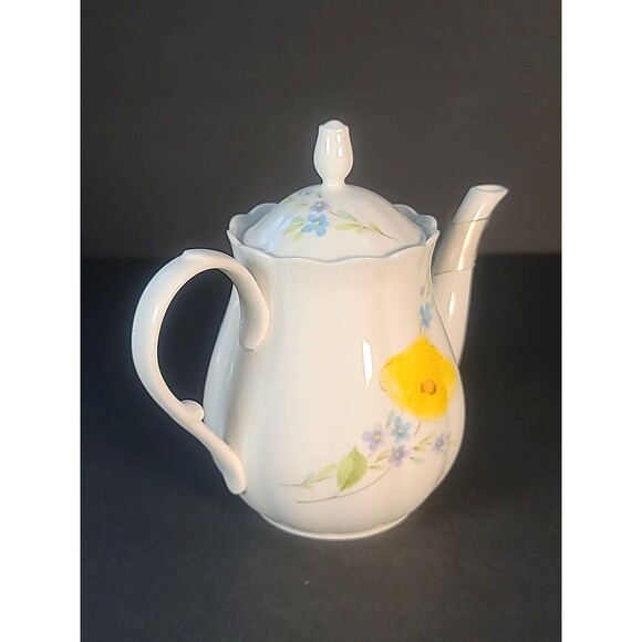 Mikasa POPPY LOVE Teapot & Lid Delicate Bone China California Poppy Rare Vintage - Picture 4 of 13